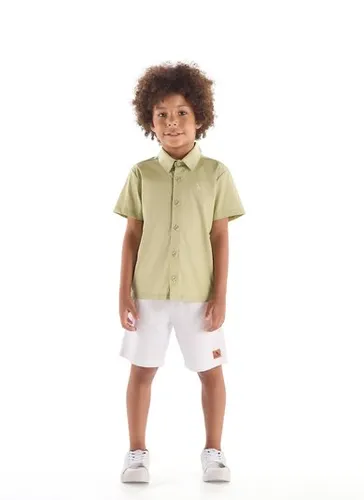 Camisa Infantil Menino em Tricoline com Elastano Verde Claro
