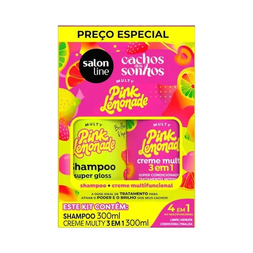 Kit Shampoo & Creme Multy Salon Line Cachos dos Sonhos Pink Lemonade