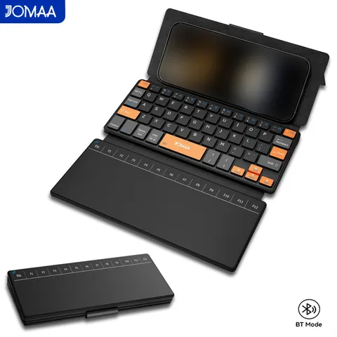 Teclado Portátil sem Fio de 59 Teclas com Touchpad Grande, Teclado Touchpad Bluetooth Recarregável com Suporte de Couro