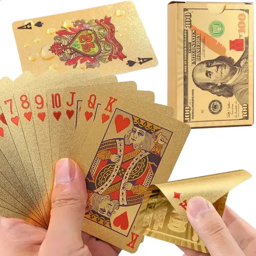 Baralho Pôquer Dourado Resistente à Água EX Decor 54 Cartas
