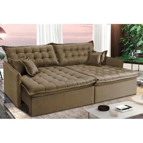 Sofá sem Caixa Retrátil Reclinável Cama inBox Versátil com Pillow Top e Molas Velusoft