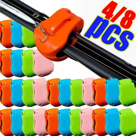 2-8 pces vara de pesca de fixação rápida clipe-ferramenta-livre-suporte de mão para hastes de água doce de 2 peças, aperto seguro organizador de equipamento anti deslizamento