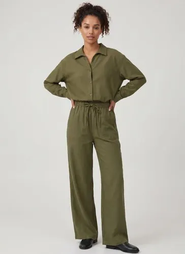 Camisa Feminina de Linho Manga Longa (Verde) Just Basic