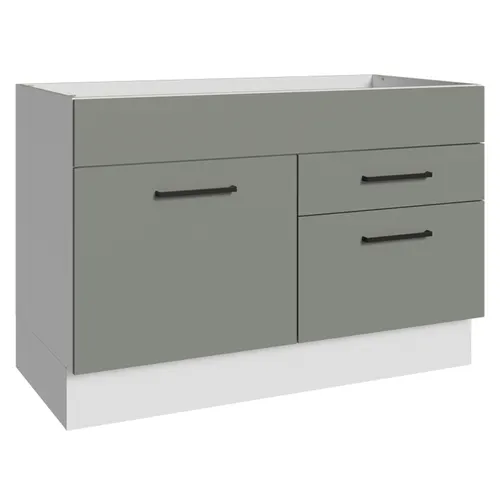 Balcão Gabinete de Pia Madesa Agata 1 Porta e 2 Gavetas (Sem Tampo e Pia) Branco/Cinza