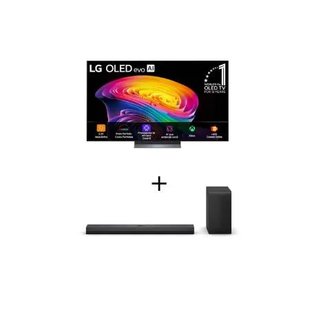 Smart TV LG OLED evo AI 4K C6 77 polegadas 2026+Soundbar LG S70TY Dolby Atmos com configuração de canais 3.1.1 e 400W RMS - OLED77C6.S70TY