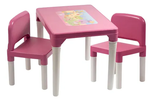 Mesa Infantil Atividades Plástico 2 Cadeiras Rosa Kids Baby Hercules