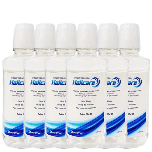 Kit Enxaguante Bucal Antisséptico Odomed Halicare 300ml 6 Unidades