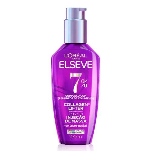 Leave-in L'Oréal Paris Elseve Collagen Lifter para Cabelos Finos 100ML | Injeção de Massa com Peptídeos de Colágeno Aumenta o Volume em 61% e Encorpa os Fios por 72h