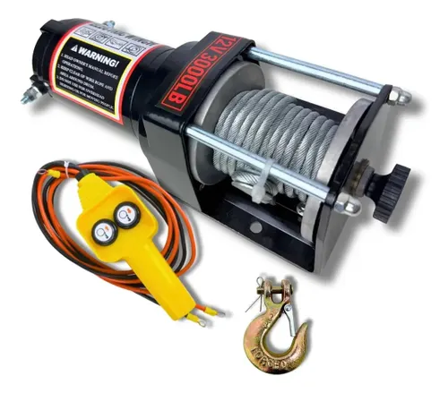 Guincho Elétrico 3000lb 1361kg Cabo de Aço para Quadriciclo Jeep - 8x Tech