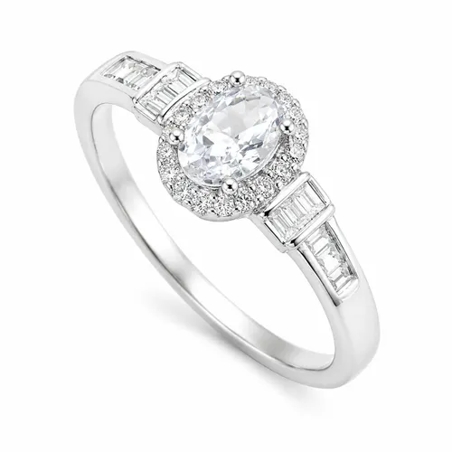Anel Oval 6 mm Zircônia Cristal Navetes e Zircônias Laterais em Prata 925