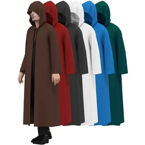 Fantasias de Cosplay de Bruxa da Morte, Manto com Capuz para Adultos, Capa Unissex de Frei, Manto de Capelão Medieval, Manto de Halloween, Manto de Vampiro para Baile de Máscaras