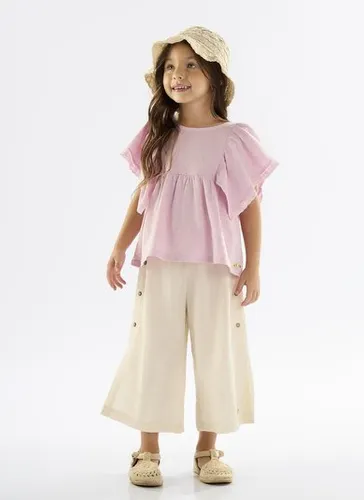 Blusa Infantil em Meia Malha Linho Flamê Roxo