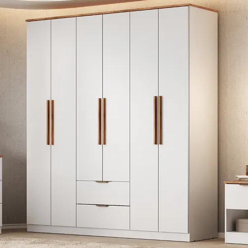 Guarda Roupa Casal 6 Portas Milan Carraro Branco