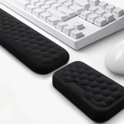 Apoio de pulso para teclado e rato, almofada de espuma com memória, suporte ergonómico para as mãos, almofada de espuma com memória para portáteis e computadores.