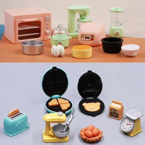 Conjunto de cozinha 1:12 panela de arroz móveis de cozinha modelo fingir jogo casa de bonecas cena em miniatura bolo brinquedo crianças presente aniversário