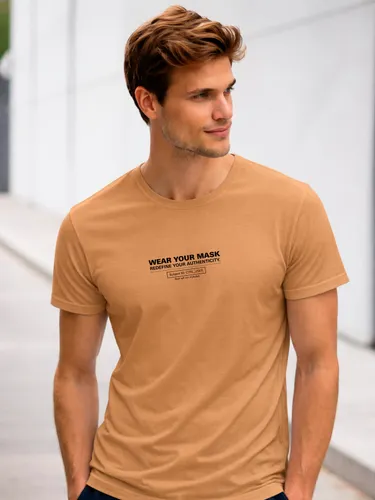 Camiseta Aveloz Masculino Authenticity Confortável 100% Algodão Bege
