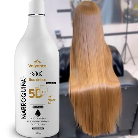 Marroquina Liss única Valyente:  Profissional 1000ml | Liso Absurdo Alisa 100% Óleo de Argan