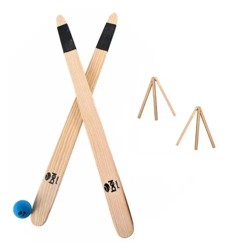 2 Tacos com Bola Esporte Brinquedo Educativo Jogo Bete Tacos Cor Bege