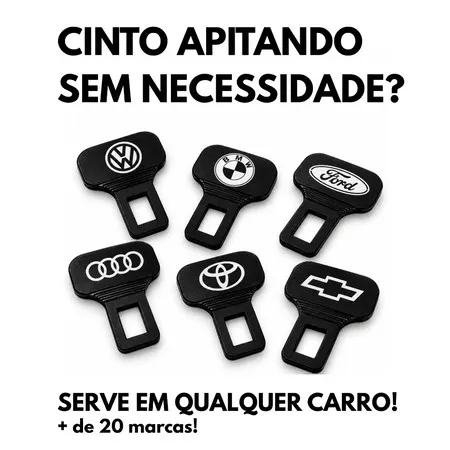 Fivela Anti Alarme Cinto de Segurança Personalizada com Logo de Carro Automotiva Universal Encaixe Prático Acessório 3D