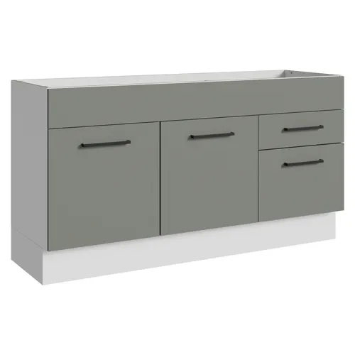Balcão Gabinete de Pia Madesa Agata 150 cm 2 Portas e 2 Gavetas (Sem Tampo e Pia) Branco/Cinza