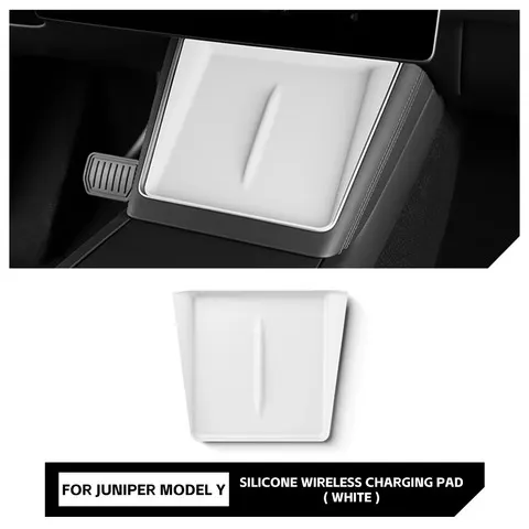 Para o modelo Y Juniper 2025 2026, tapete de carregamento sem fios para o console central do carro, com base antiderrapante de silicone, para acessórios automotivos.