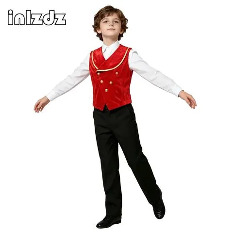 Colete medieval de veludo para meninos, com gola de lapela metálica, sem mangas, estilo vitoriano, ideal para fantasias de Halloween, festas temáticas e para o dia a dia.
