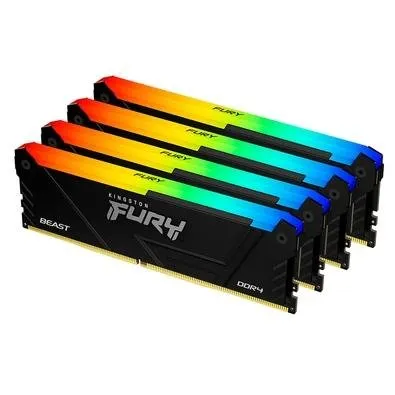 Memória RAM Kingston Fury Beast, RGB, 128GB (4x32GB), 3600MHz, DDR4, CL17, Preto - KF436C18BB2AK4/128