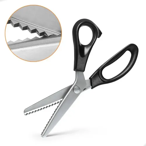 Tesoura Escalope Picotar Profissional Artesanato Tecido Cor Preto