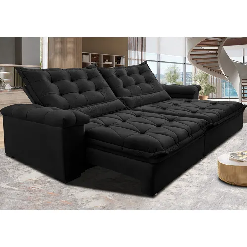 Sofá Retrátil e Reclinável Big Fresh com SoftGel D40 Velupluma Cama inBox