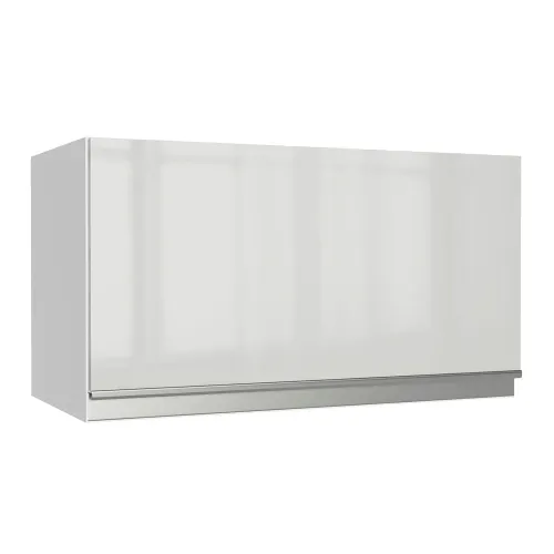 Armário Aéreo Madesa Acordes 100% MDF 60 cm 1 Porta Basculante Branco Brilho