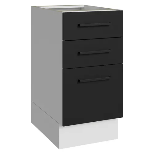Balcão Madesa Agata 40 x 60 cm 3 Gavetas (Sem Tampo) Branco/Preto