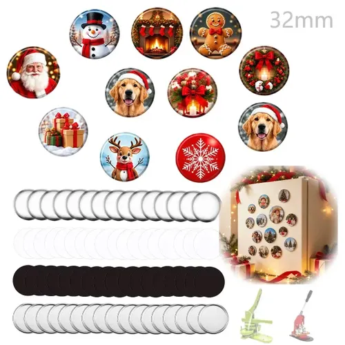 32mm Kit 50 Imãs de Geladeira Redondos para Máquina de Bottons