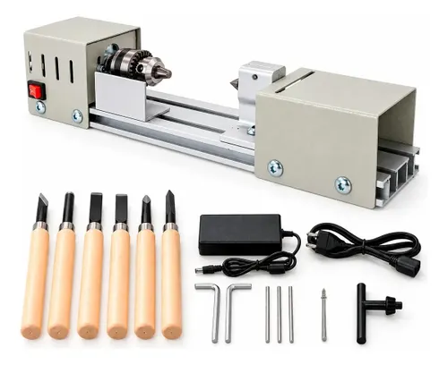 Mini Torno Mecanico para Madeira 96W 50mm - Titanium Platina