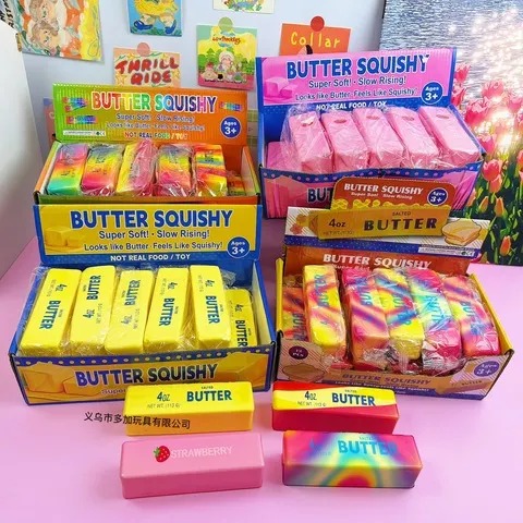 12 unidades de brinquedos macios em formato de bastão de manteiga, 13,5 cm, com efeito de expansão lenta e recuperação húmida, textura macia e suave, brinquedo para aliviar o stress.