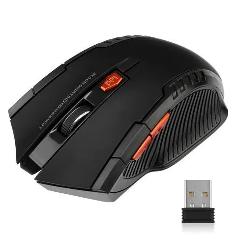 Mouse óptico sem fio com receptor USB, 6 botões, 2.4G, 1600DPI, apto para computador gamer, PC, acessórios portáteis