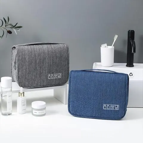 Bolsa de viagem impermeável Homefish, feita de tecido Oxford, com grande capacidade e alça para pendurar, ideal para organizar produtos de higiene pessoal, tanto para homens como para mulheres.
