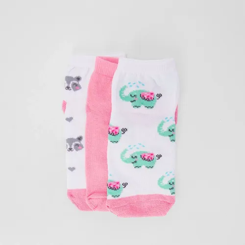 Kit Meia Infantil Cano Baixo Stz Pets 3 Pares 4-6 Anos Rosa