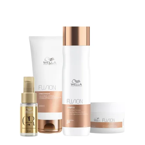 Kit Wella Professionals Fusion Shampoo Condicionador Máscara e Óleo Oil Reflections 630ml