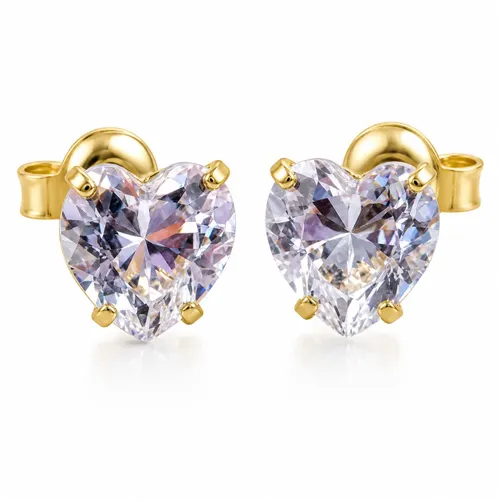 Brinco Coração 5 mm com Zircônia em Ouro 18K