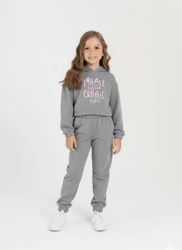 Conjunto Infantil Feminino com Jaqueta e Calça em Moletinho (Cinza) Guloseima