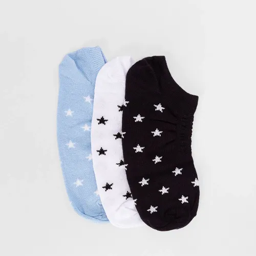 Kit Meia Invisível STZ Estrelas 3 Pares 34-38 Colorida