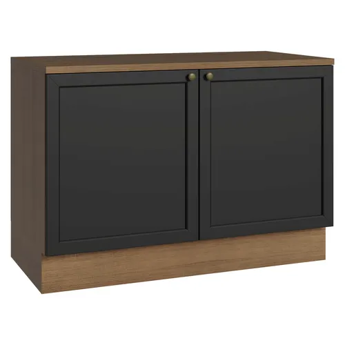 Balcão de Cozinha 120 cm 2 Portas Rustic/Preto Vik Madesa