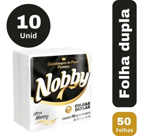 Guardanapo de Papel Folha Dupla Nobby 30x31cm Mesa Kit C/ 10