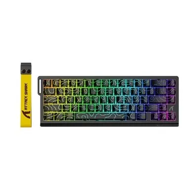 Teclado Mecânico Gamer sem Fio Attack Shark X68 Pro HE, Magnetic Switch (Hall Effect), Black Contour Line - X68 Black Contour Line