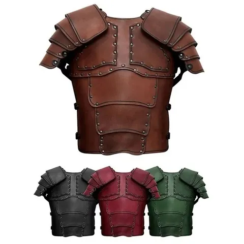 Armadura de corpo e ombros de cavaleiro viking medieval, pirata, guerreiro romano, fantasia de cosplay, acessórios para festas de Halloween e jogos de interpretação de papéis.