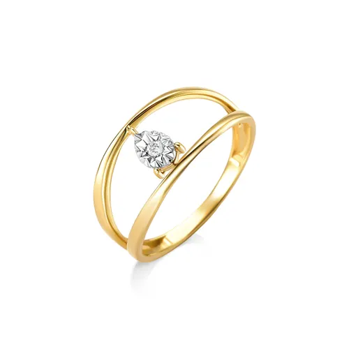 Anel Dois Aros Vazados com Diamante em Ouro 18K