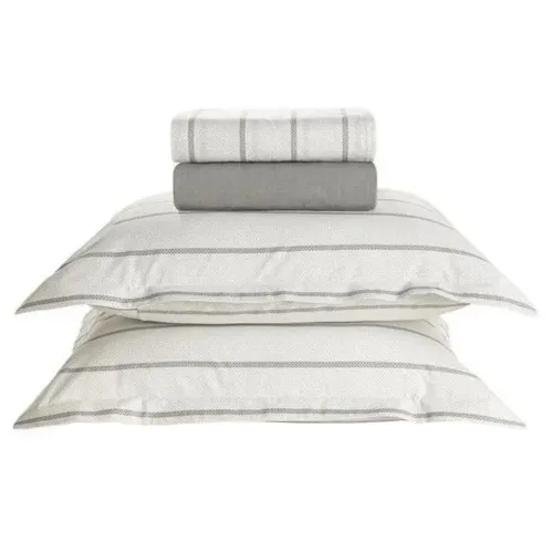 Jogo de Cama Karsten Nicolas 4 Peças Queen 180 Fios Cinza/branco