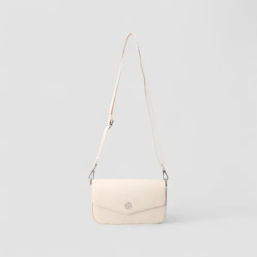 Bolsa Satchel Tiracolo Penélope Envelope Texturizada Off White