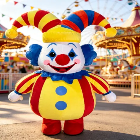 Fantasia de Mascote de Palhaço de Circo Inflável, Traje de Personagem Adulto, Atraente para Festas e Eventos, Sem Bateria e Carregador