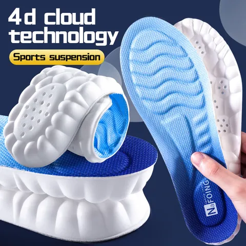 4d nuvem tecnologia palmilhas esportivas para sapatos sola do plutônio macio respirável absorção de choque almofada correndo palmilhas de cuidados ortopédicos